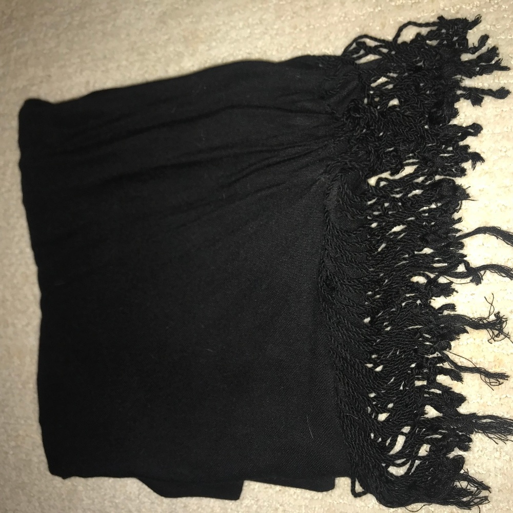 Black Scarf / Wrap with Tassels